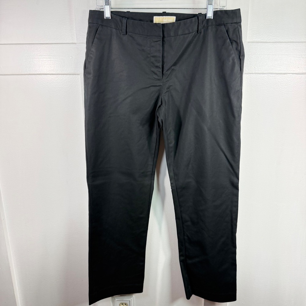 Michael Kors Womens Black Cotton Blend Ankle Dress Pants Size 10 Trousers